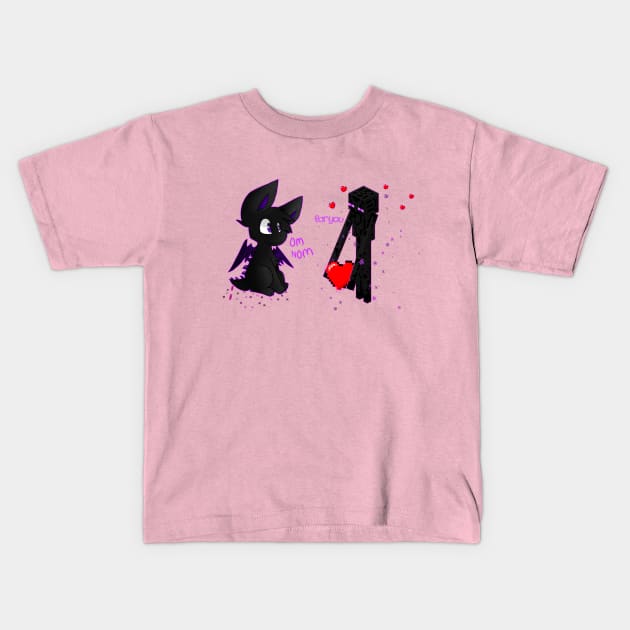 minecraft ender man in love with ender dragon valentine Kids T-Shirt by nowsadmahi